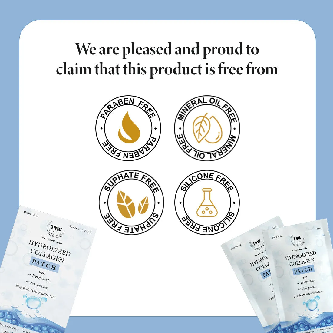 Hydrolyzed Collagen Patch for Firm & Fresh skin | 2 Sachet, 1 Pair Each .