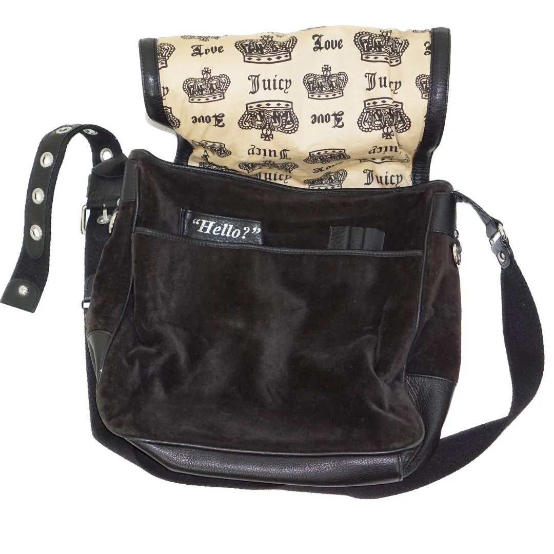 JUICY COUTURE Y2K Logo Velour Messenger Bag