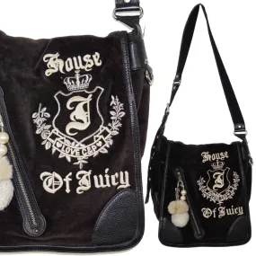 JUICY COUTURE Y2K Logo Velour Messenger Bag