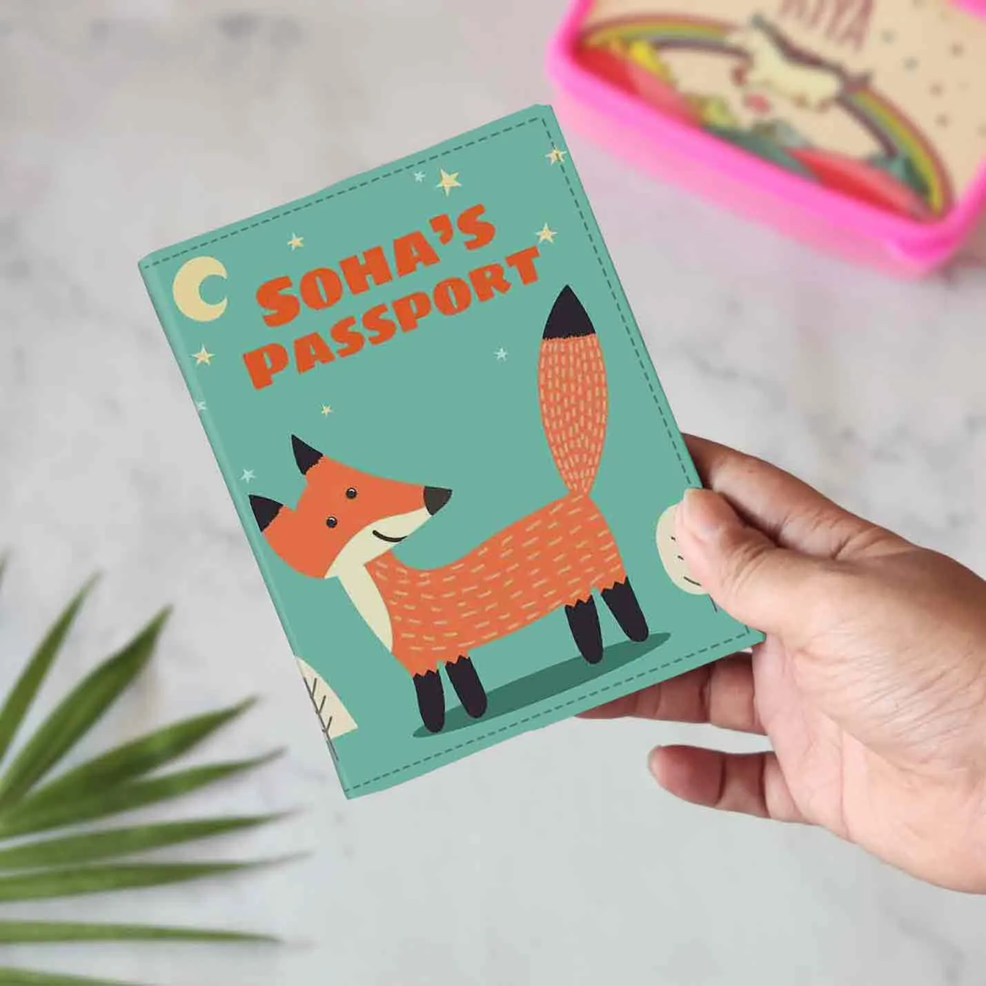 Kids Custom Passport Cover  -Fox and Tree