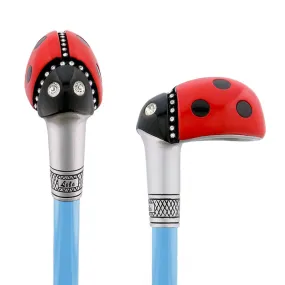 Lady Bug Lola Signature Carbon Fiber Walking Cane - 1 Ocean Blue Shaft