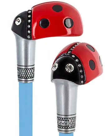 Lady Bug Lola Signature Carbon Fiber Walking Cane - 1 Ocean Blue Shaft