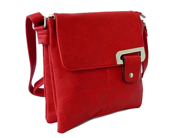 LARGE RED MULTI POCKET CROSS BODY MESSENGER BAG