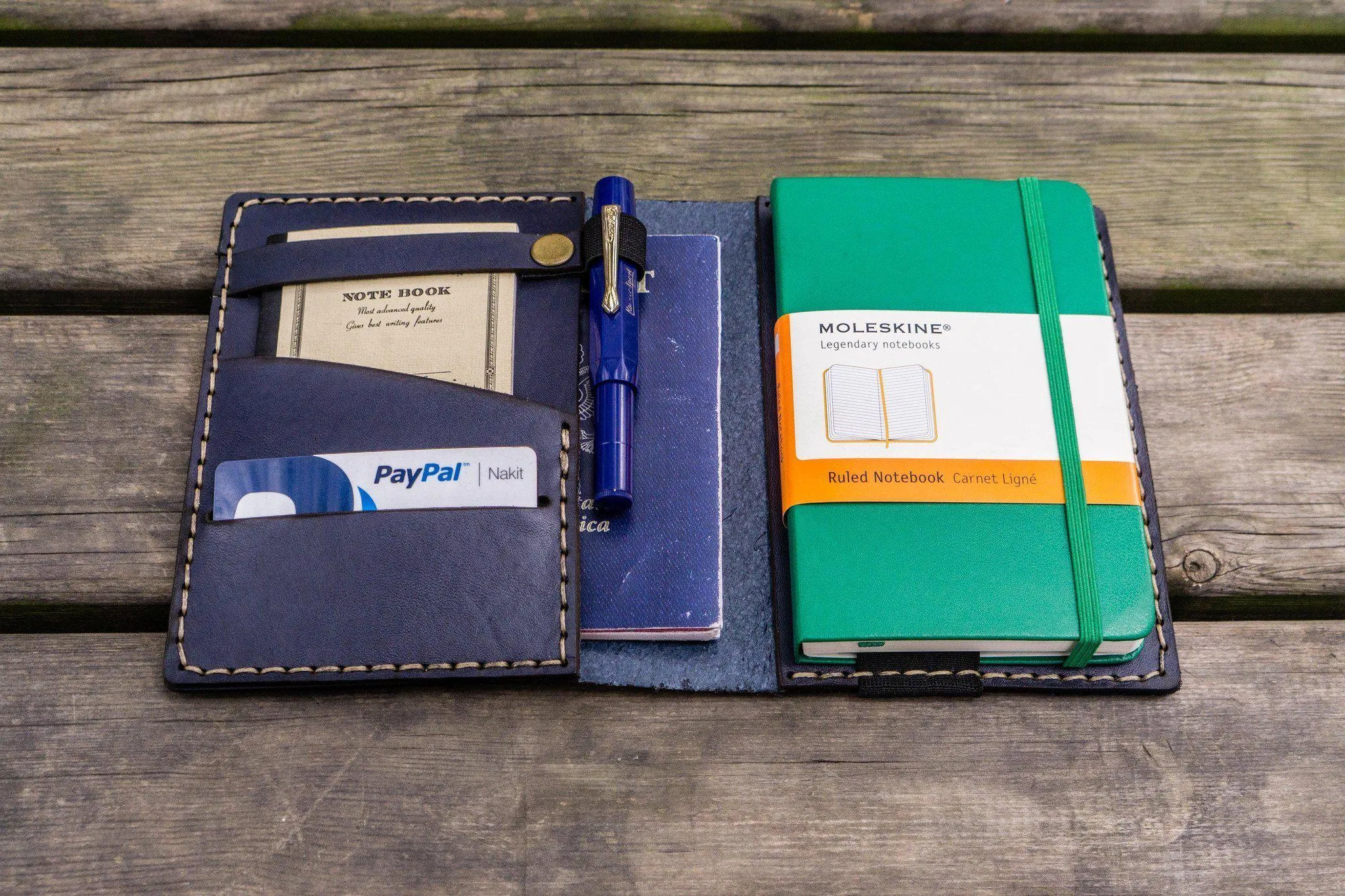 Leather Leuchtturm1917 A6 Notebook Cover - Navy Blue