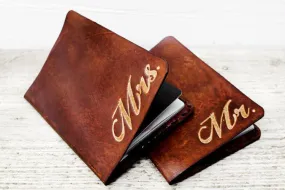 Leather Mr and Mrs Passport Cases Gift Set