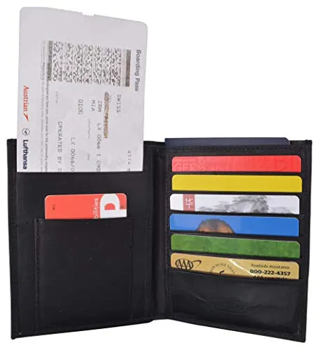 Leather USA Passport Holder Cover Case & Travel Wallet for Men & Women Boarding Pass Credit Card Holder Protection