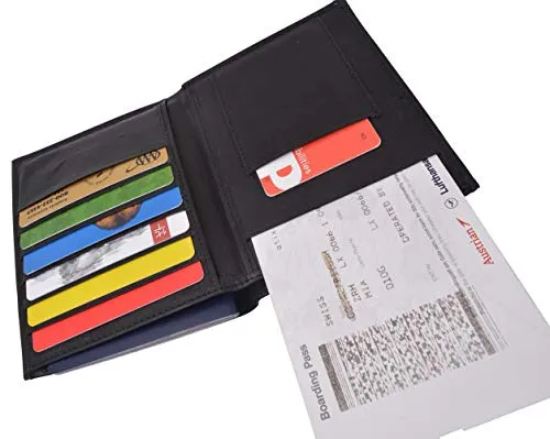 Leather USA Passport Holder Cover Case & Travel Wallet for Men & Women Boarding Pass Credit Card Holder Protection