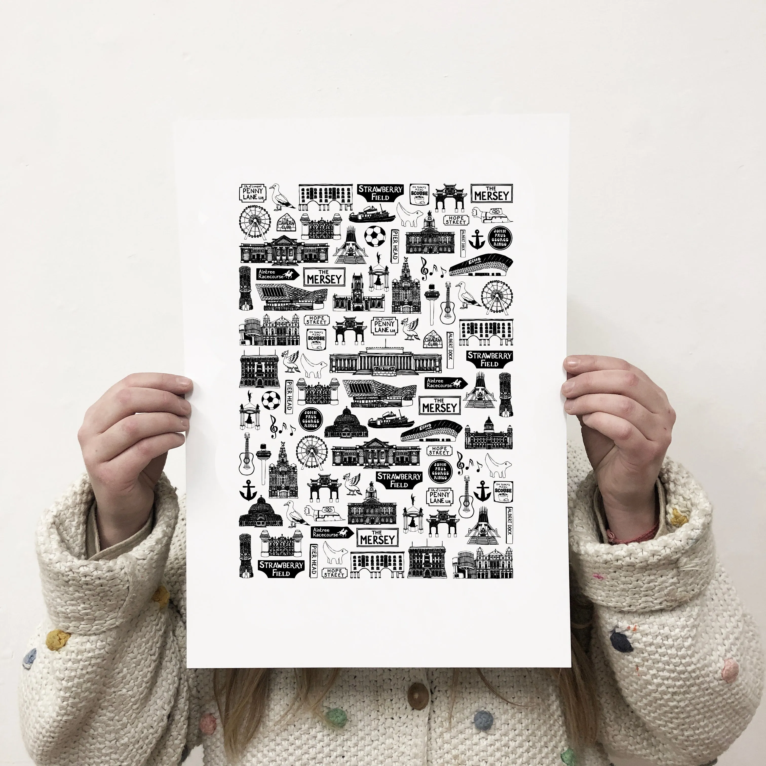 Liverpool illustrated black and white print