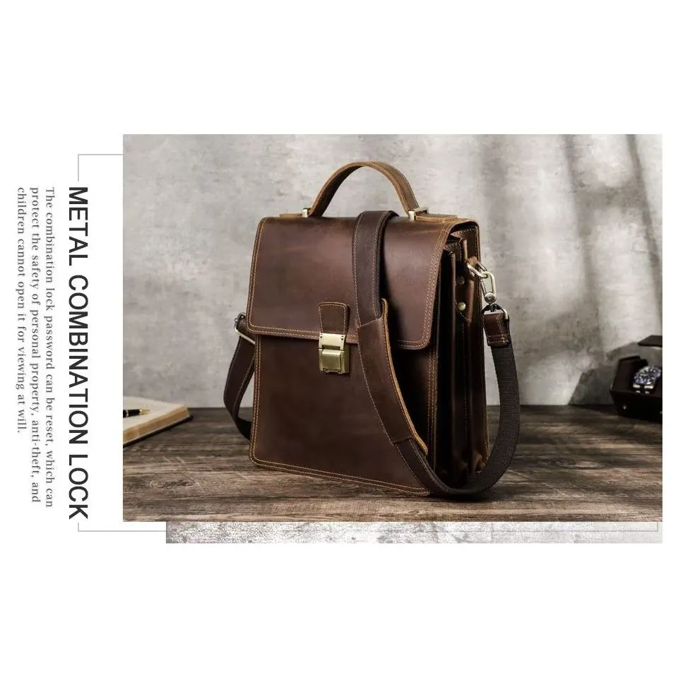 Luxury Crossbody Messenger Bag: Crazy Horse Vintage Collection