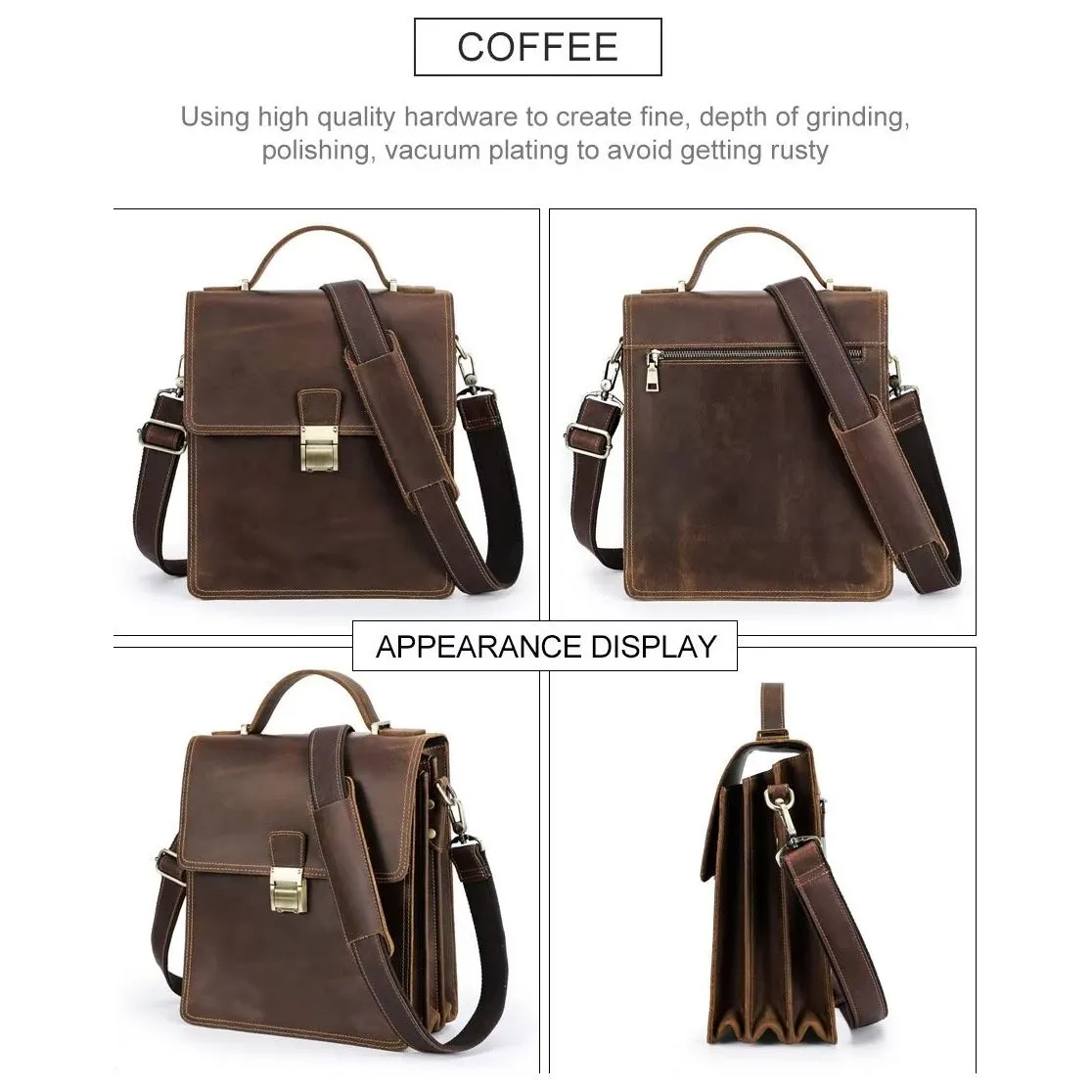 Luxury Crossbody Messenger Bag: Crazy Horse Vintage Collection