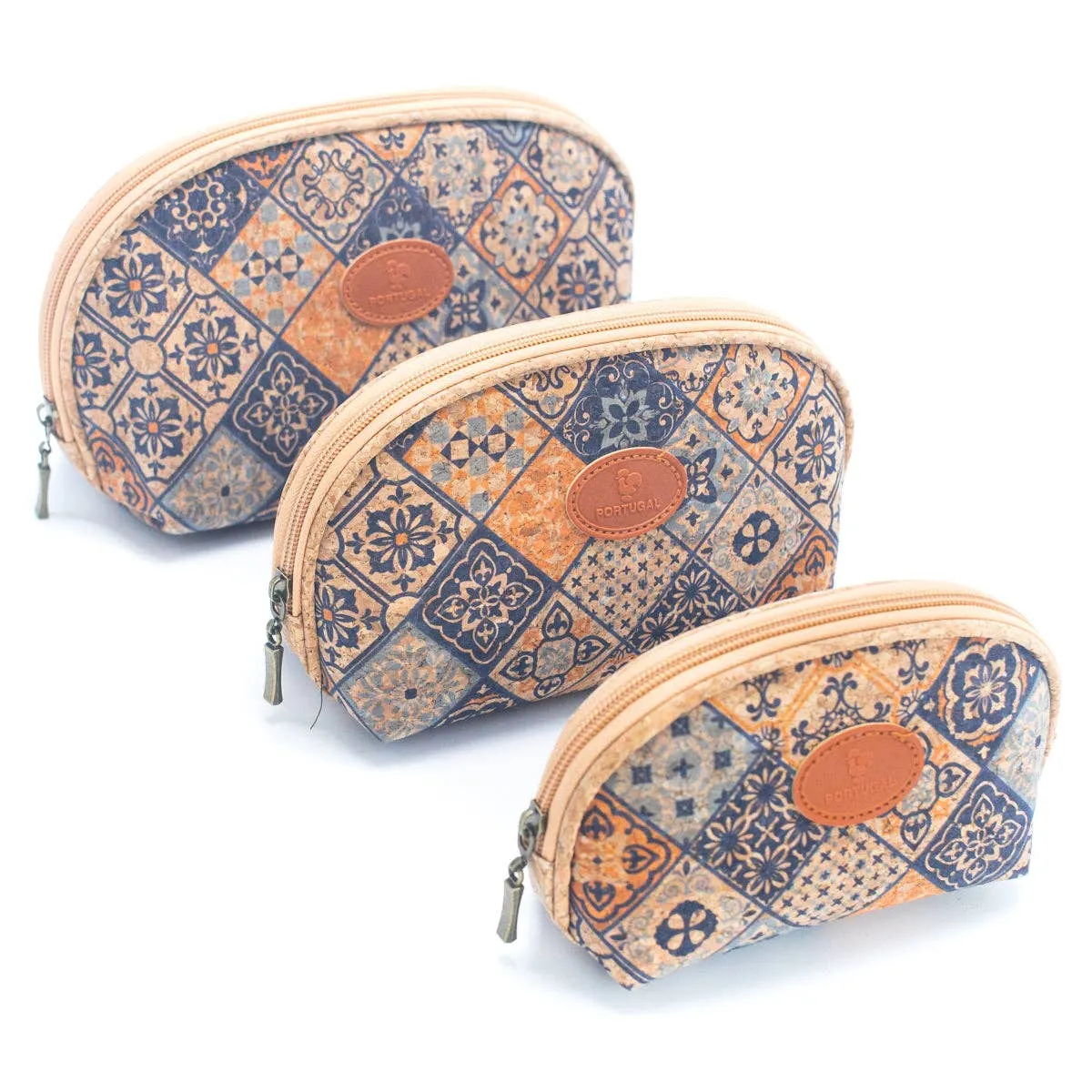 Luxury Women's 3-Piece Cork Cosmetic Bag Set BAGD-467