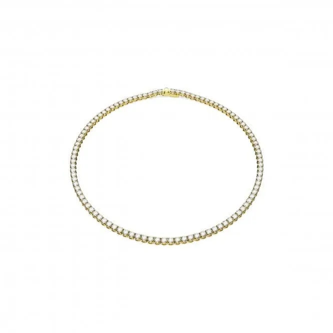 Matrix Gold-Tone Plated White Round Cut Tennis Necklace 5657667