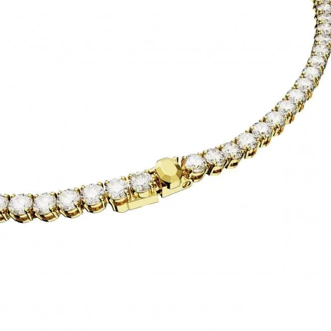 Matrix Gold-Tone Plated White Round Cut Tennis Necklace 5657667