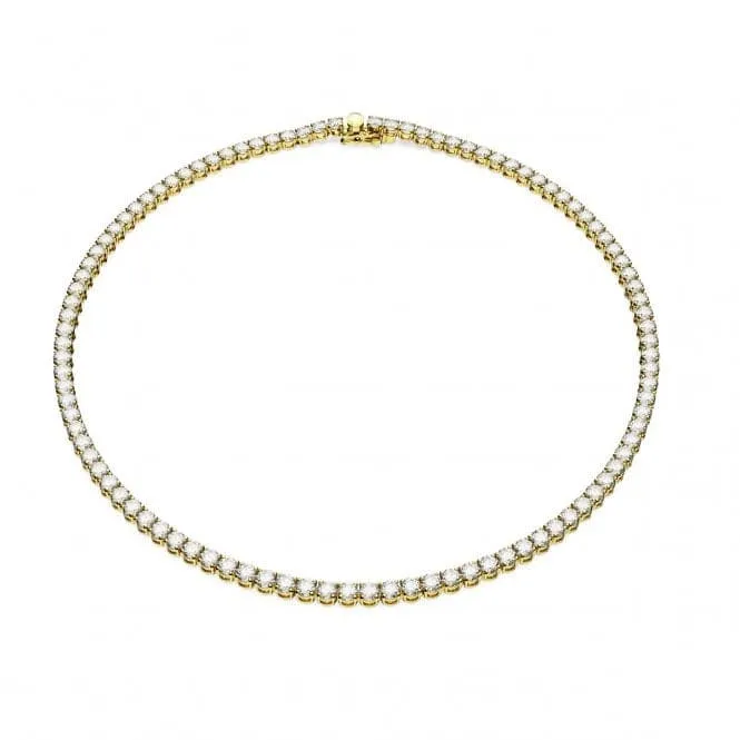 Matrix Gold-Tone Plated White Round Cut Tennis Necklace 5657667