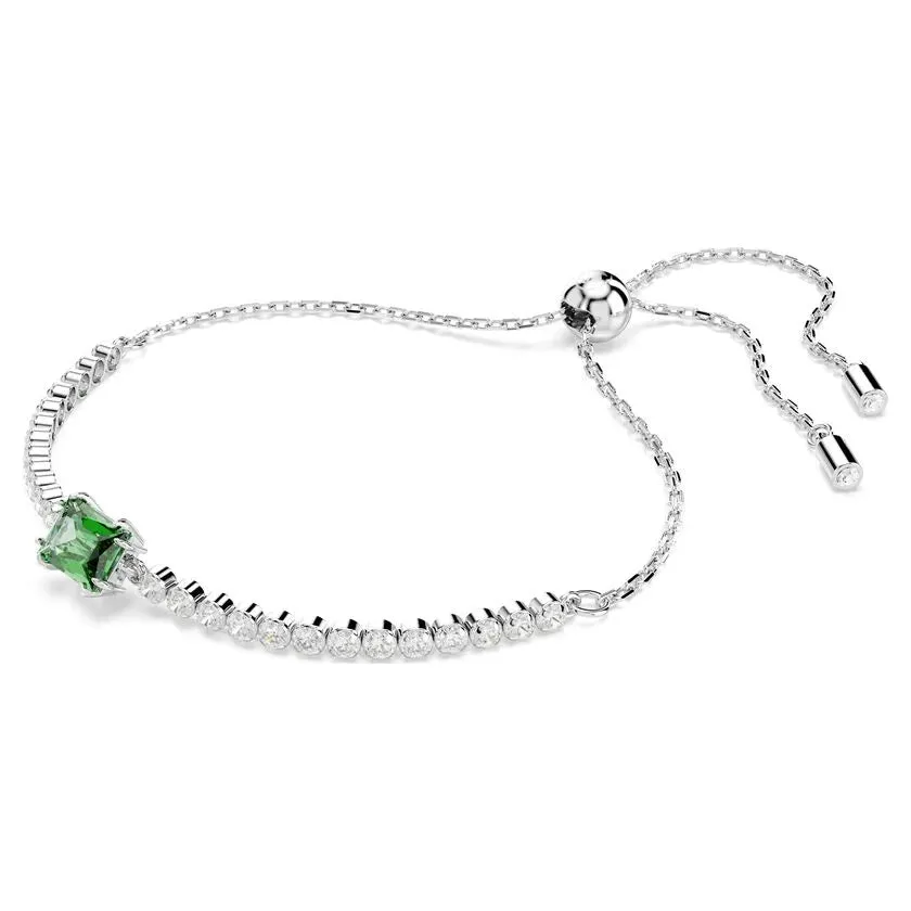 Matrix Mixed Cuts Green Rhodium Plated Tennis Bracelet 5693411