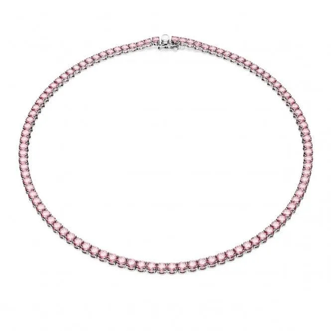 Matrix Rhodium Plated Pink Tennis Necklace 5661193