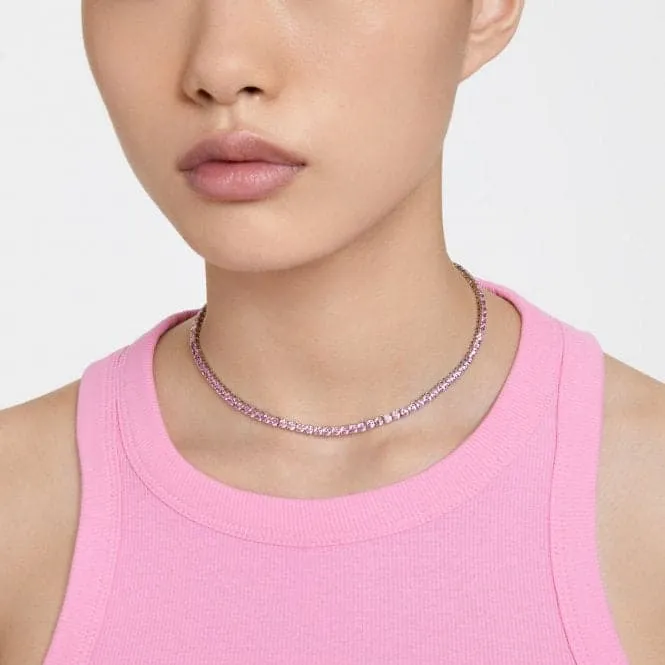 Matrix Rhodium Plated Pink Tennis Necklace 5661193