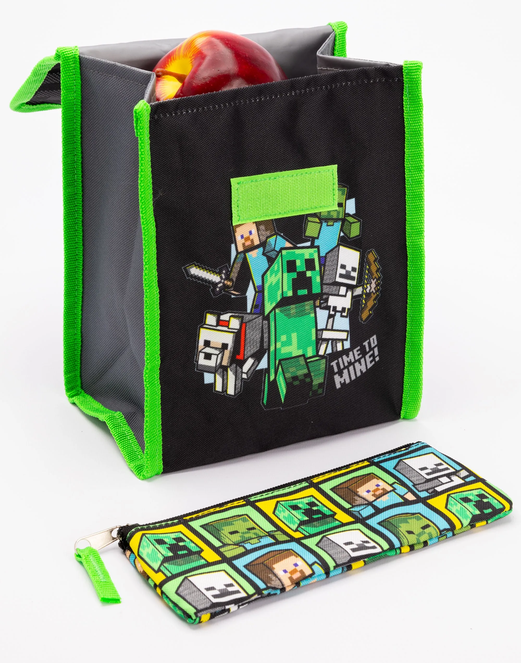 Minecraft Back Pack Set 4 Piece Printed Boys Black 4 Piece Backpack Set