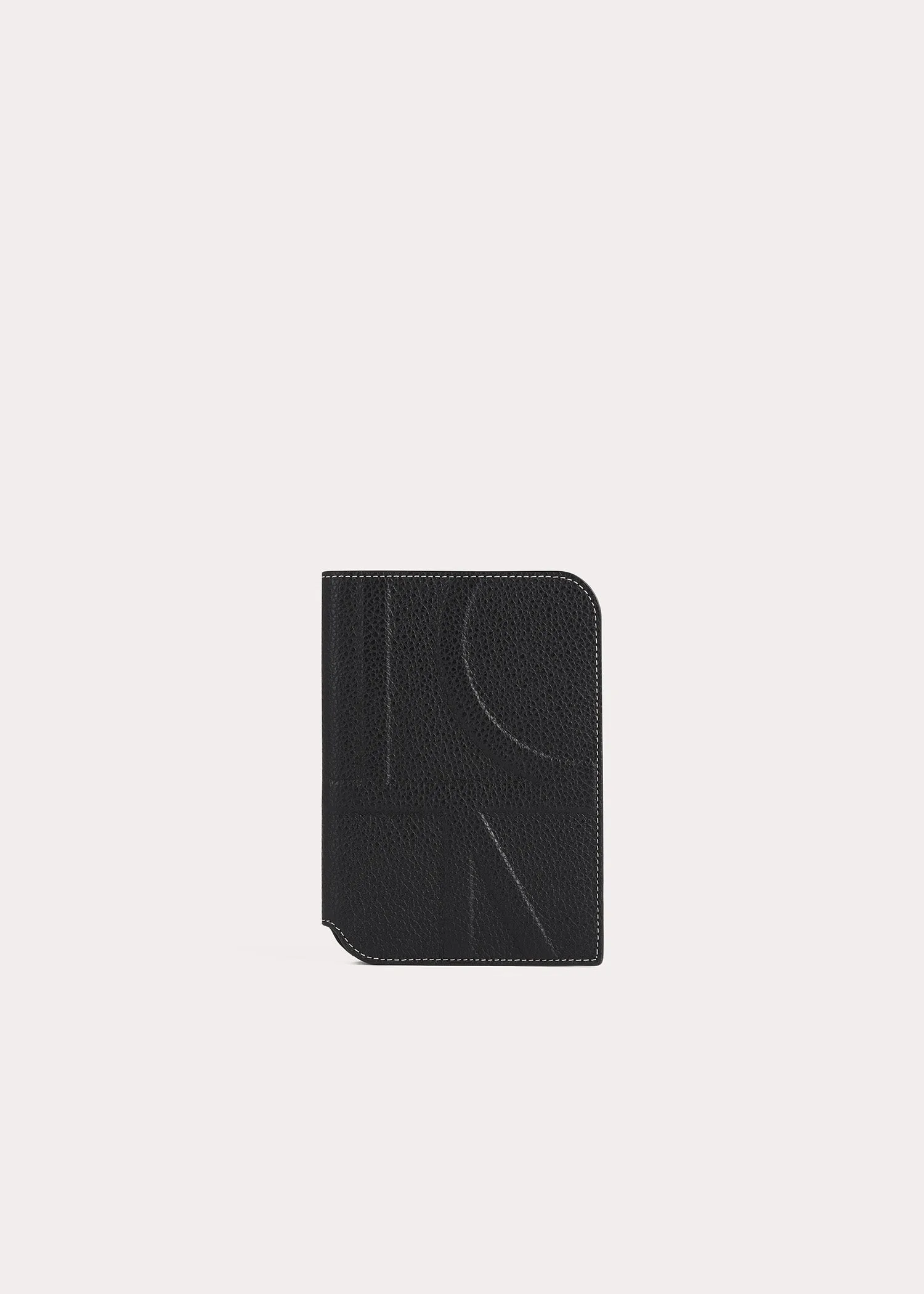 Monogram leather passport holder black grain