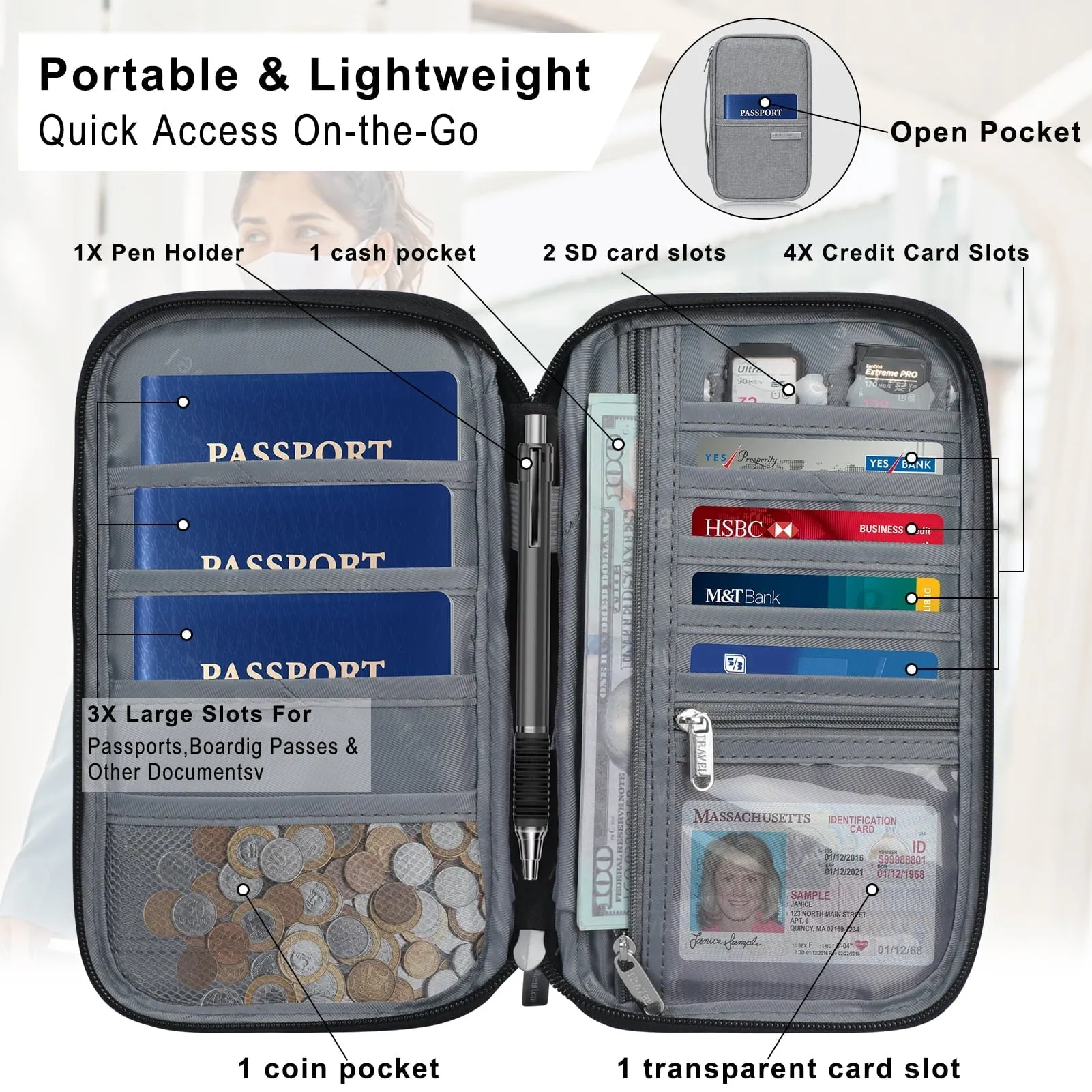 Multiple Pocket Passport Holder