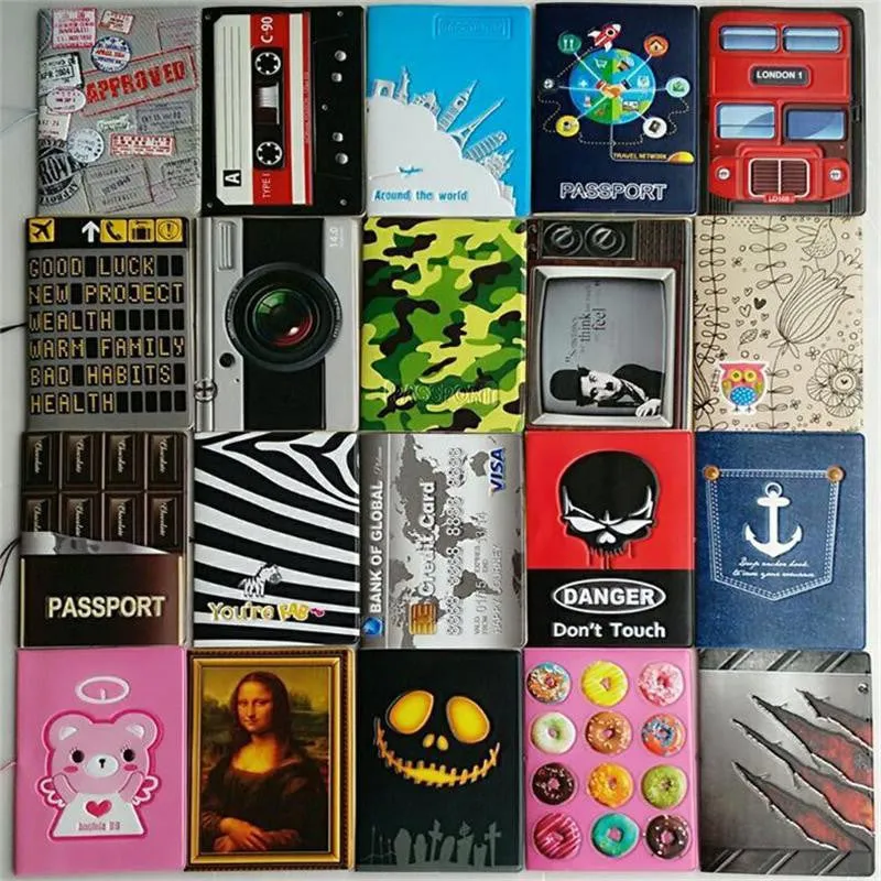 New boys like cool cartoon passport holders, men travel passport cover, pvc leather 3D Design 22 different styles to choose