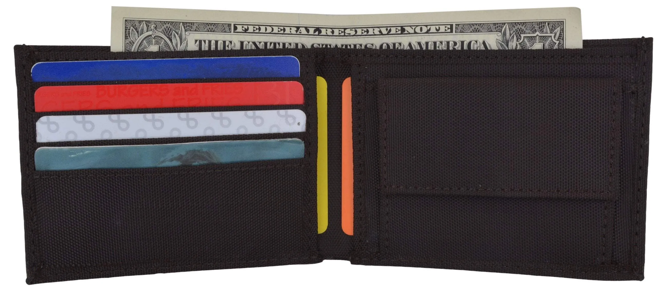 New Boys Slim Thin Nylon Bifold Wallet with Coin Pouch