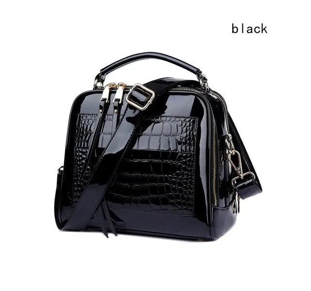 New Designer Women's Handbags Quality Oil Pu Women Messenger Bag Crocodile Pattern Patent Leather Shoulder Bags Ladies