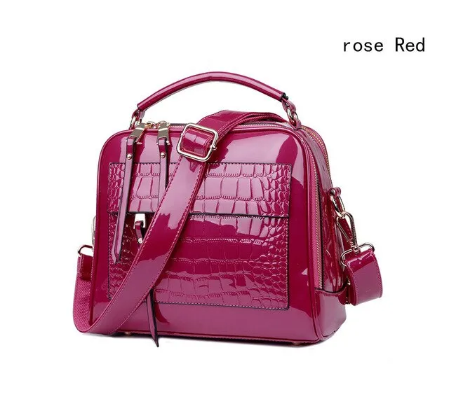 New Designer Women's Handbags Quality Oil Pu Women Messenger Bag Crocodile Pattern Patent Leather Shoulder Bags Ladies