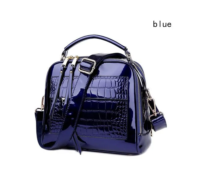 New Designer Women's Handbags Quality Oil Pu Women Messenger Bag Crocodile Pattern Patent Leather Shoulder Bags Ladies