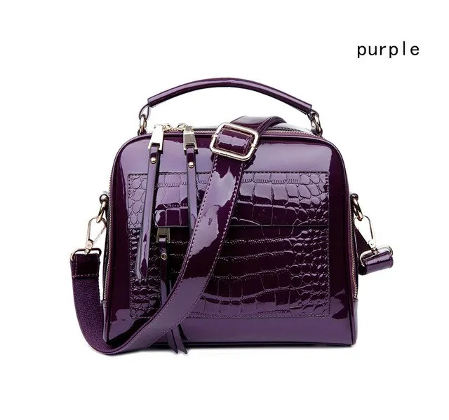 New Designer Women's Handbags Quality Oil Pu Women Messenger Bag Crocodile Pattern Patent Leather Shoulder Bags Ladies