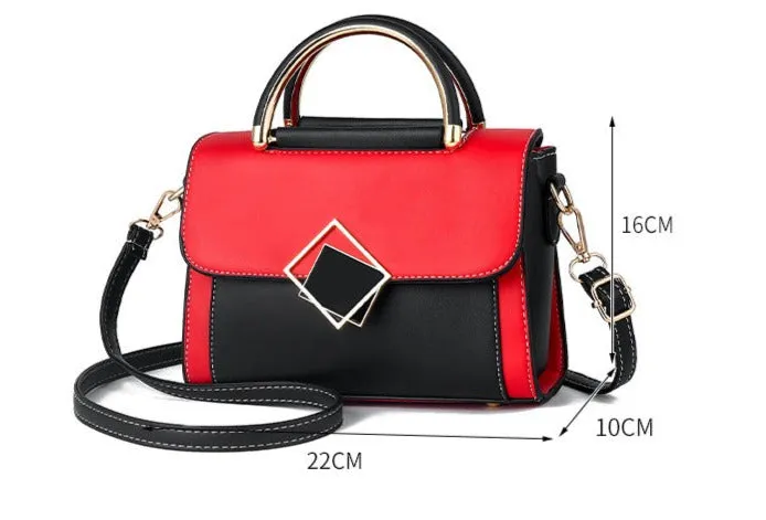 New trendy, fashionable, fresh, fresh and contrasting color single shoulder crossbody handheld PU small square bag