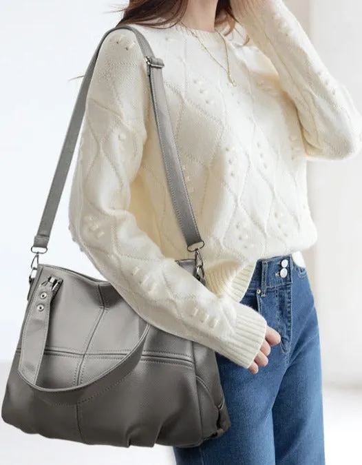 New Women's Bag Large Capacity Middle-aged Mom Bag Genuine Soft Leather Versatile Shoulder Crossbody Handbag