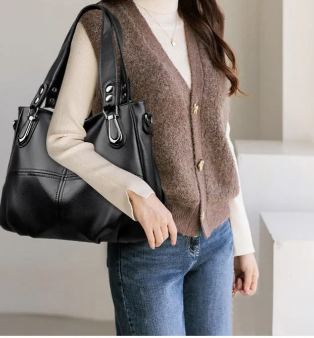 New Women's Bag Large Capacity Middle-aged Mom Bag Genuine Soft Leather Versatile Shoulder Crossbody Handbag