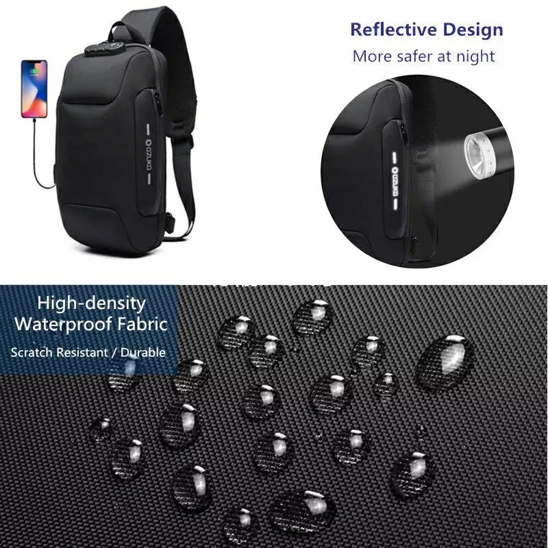 OZUKO Multifunction Anti-theft Shoulder Crossbody Waterproof Messenger Bag