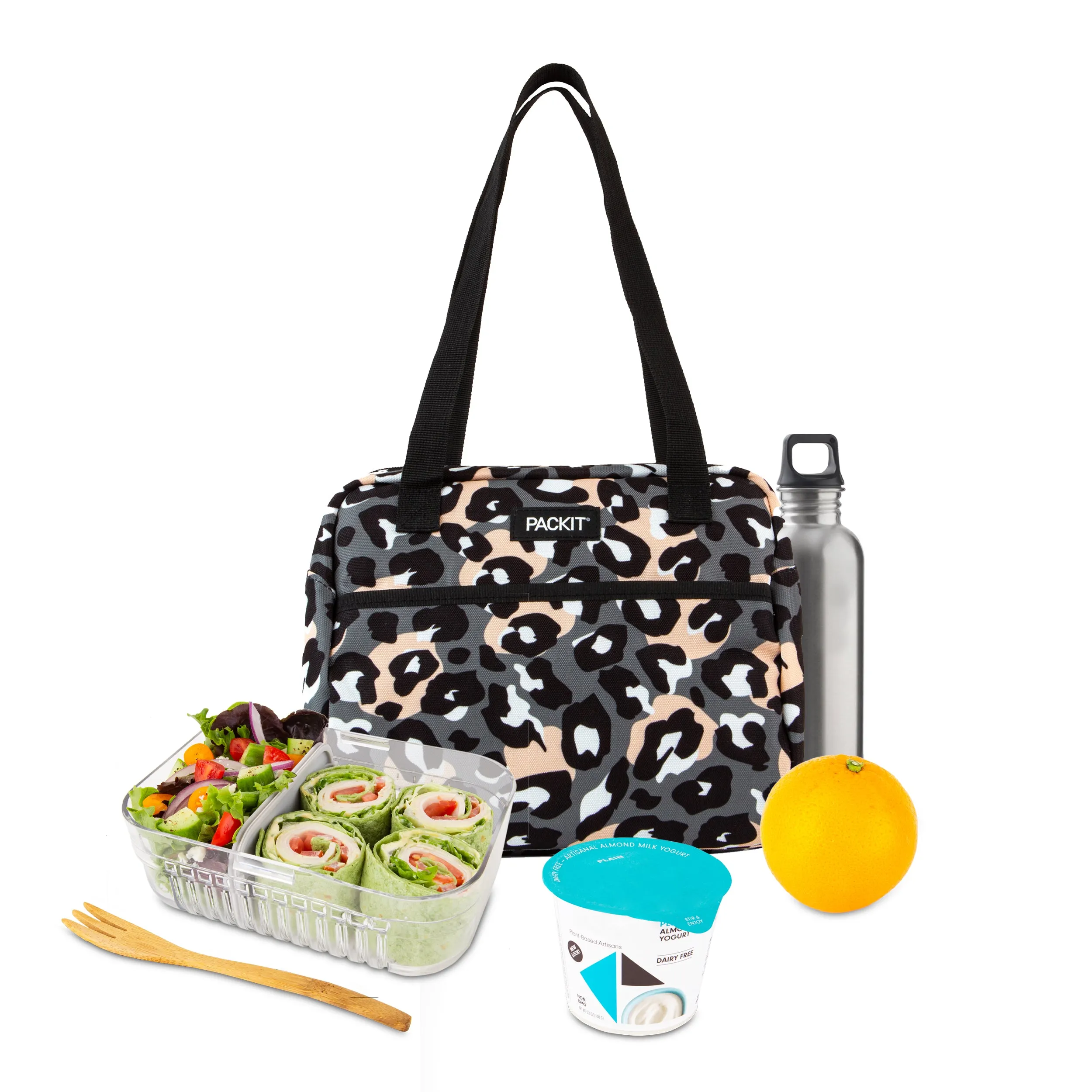 PackIt Freezable Hampton Lunch Bag Wild Leopard Gray (NEW)