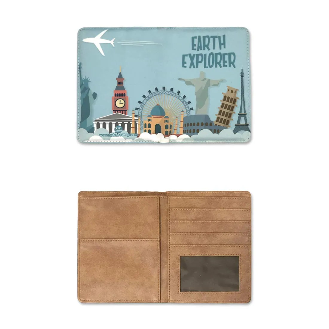 Passport Cover Wallet Travel Document Organizer  - Earth Explorer