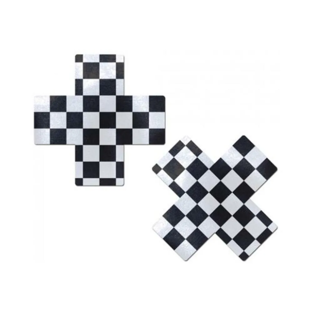 Pastease Checker Cross X Black White Pasties O/S