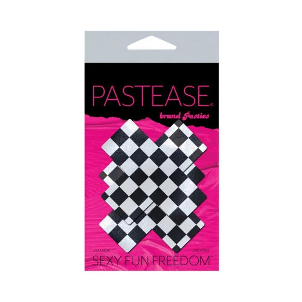 Pastease Checker Cross X Black White Pasties O/S