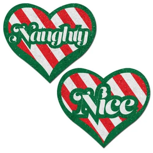 Pastease Naughty & Nice Heart Green Red & White Velvet