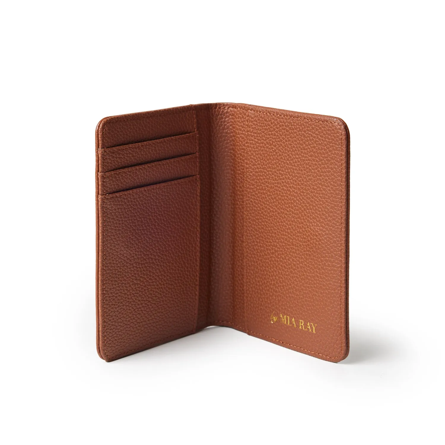 PEBBLE PASSPORT HOLDER - BROWN