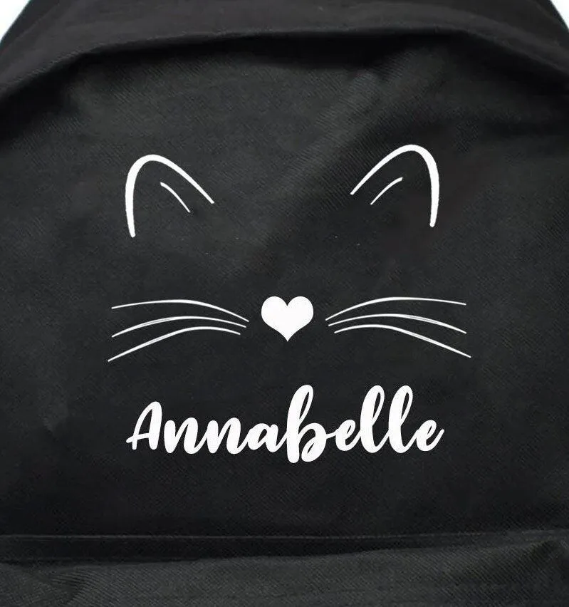 Personalised Cat Backpack, Cat School Bag, Tween Cat Rucksack, Girls School Backpack, Kids Teen Student Backpack, Cat Bag, Tween Bags, Bags