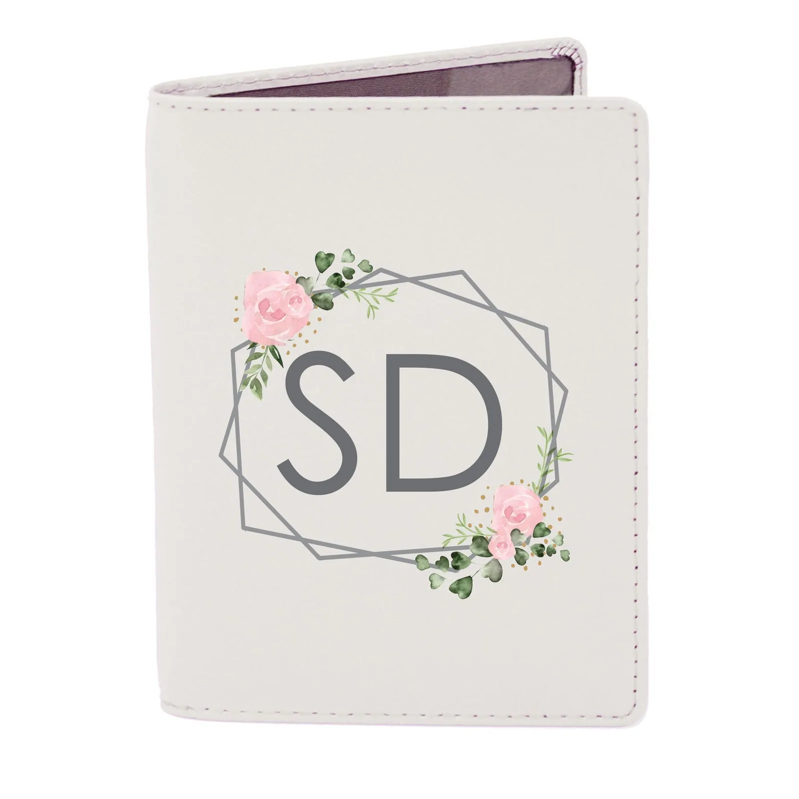 Personalised Floral Cream Passport Holder