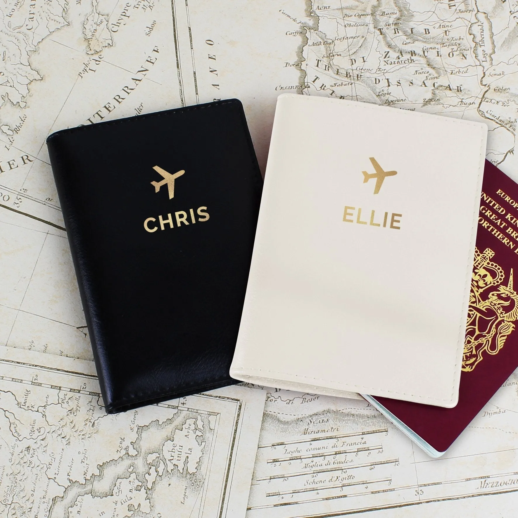 Personalised Gold Name Passport Holders Set