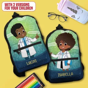 Personalized Little Afro Doctor Kid Backpack