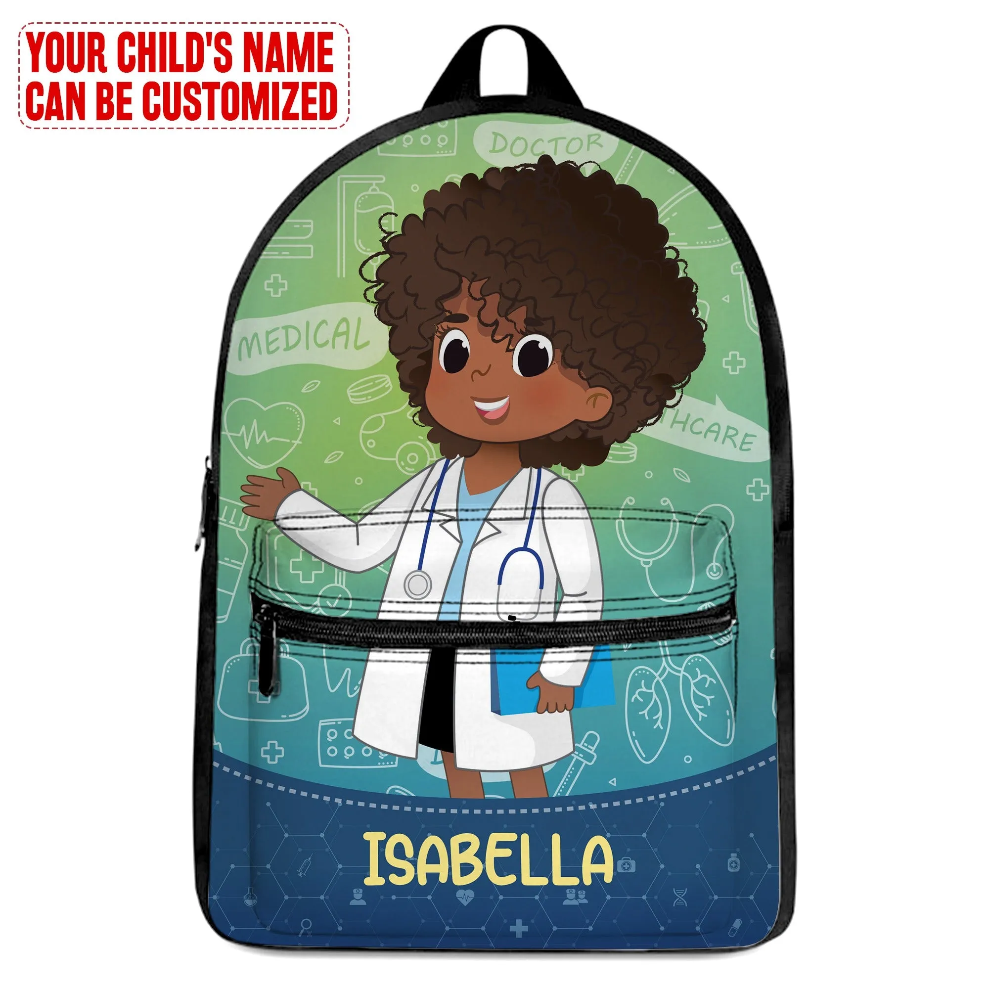 Personalized Little Afro Doctor Kid Backpack