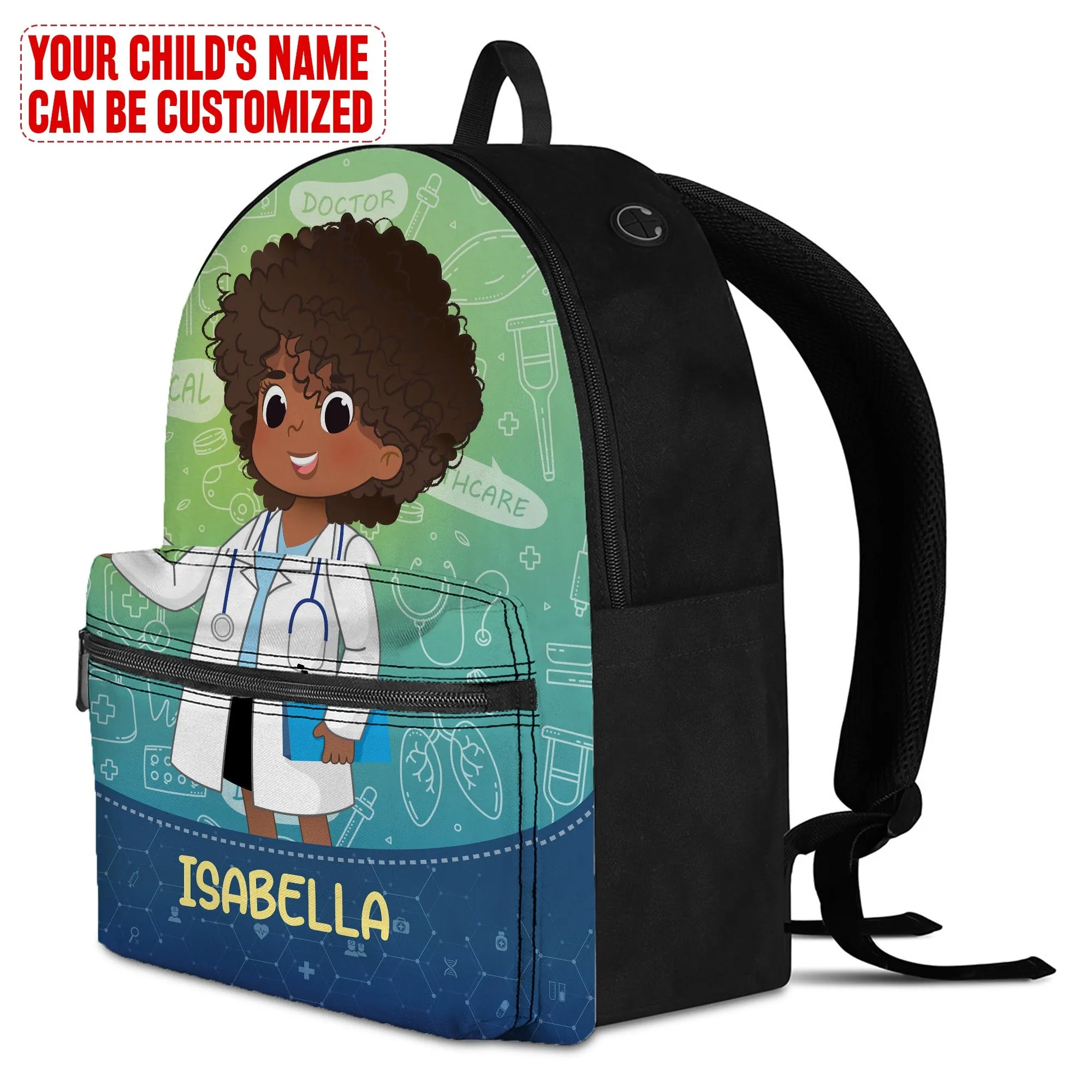 Personalized Little Afro Doctor Kid Backpack