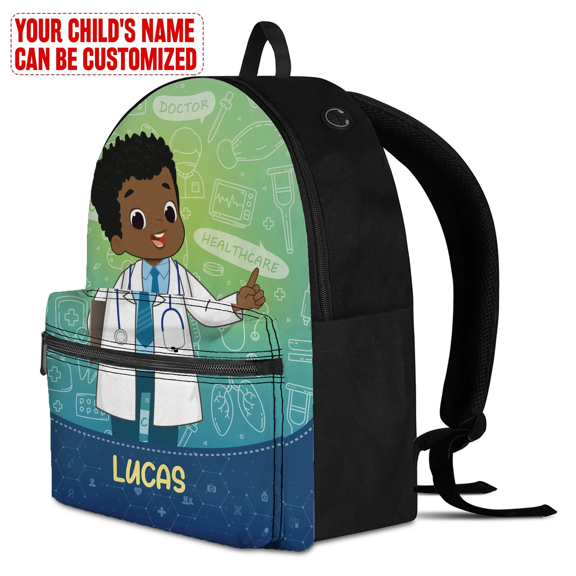 Personalized Little Afro Doctor Kid Backpack