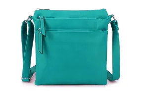 PLAIN TEAL MULTI COMPARTMENT CROSS BODY SHOULDER BAG