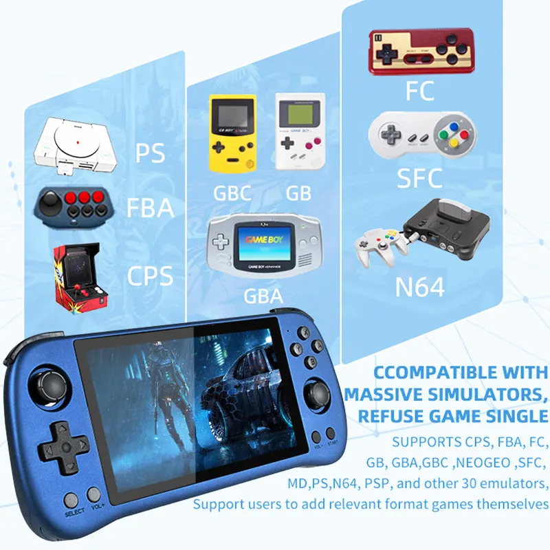 Powkiddy X55 Blue Handheld Game Console