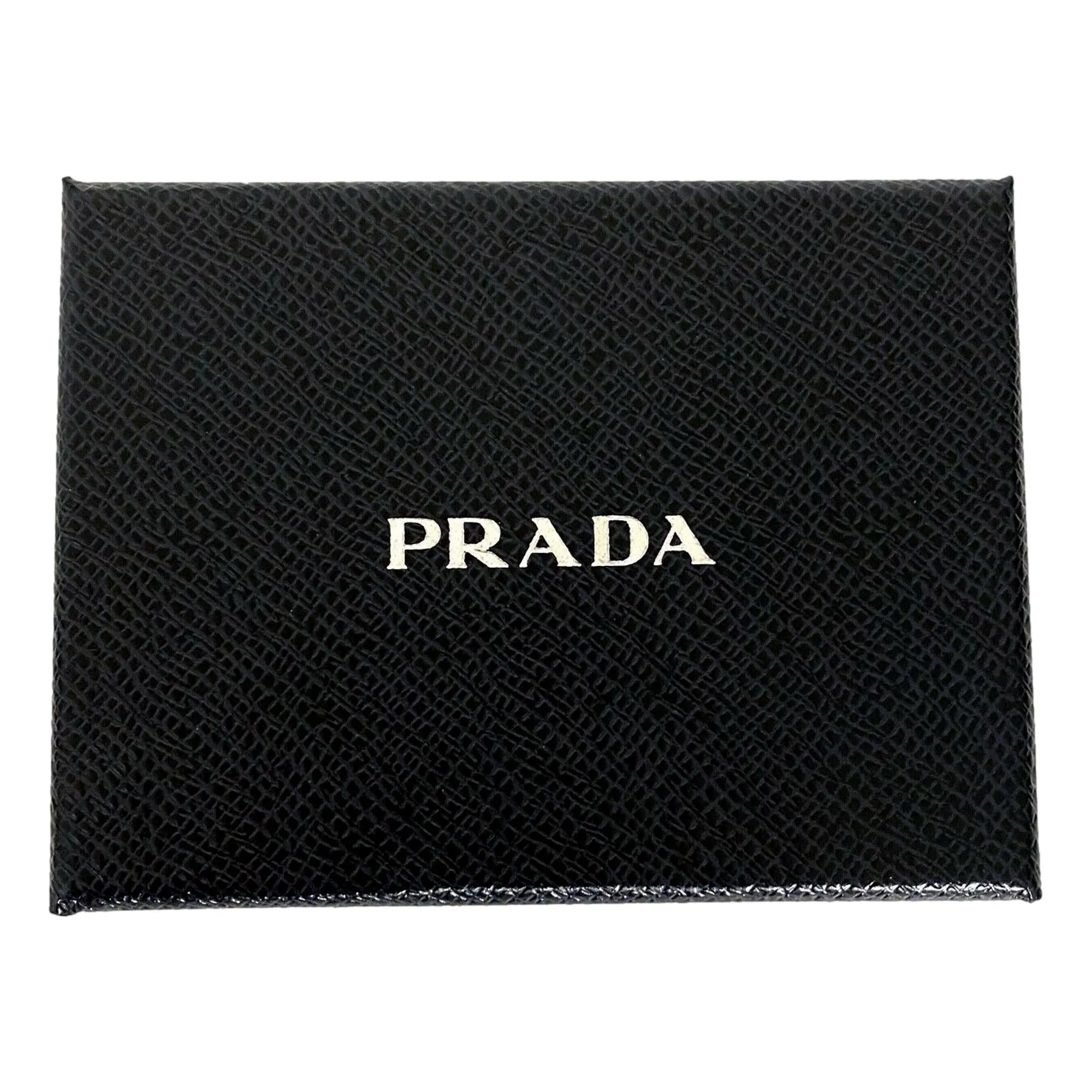 Prada Saffiano Baltico Blue Leather Gold Logo Bifold Snap Wallet